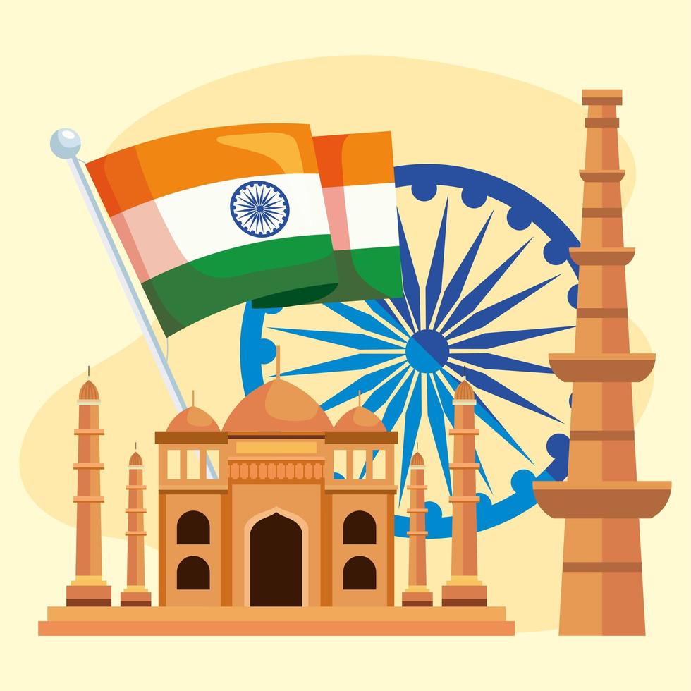 india independence day icon set vector