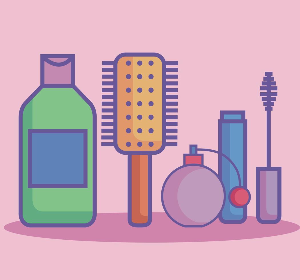four beauty products icons vector