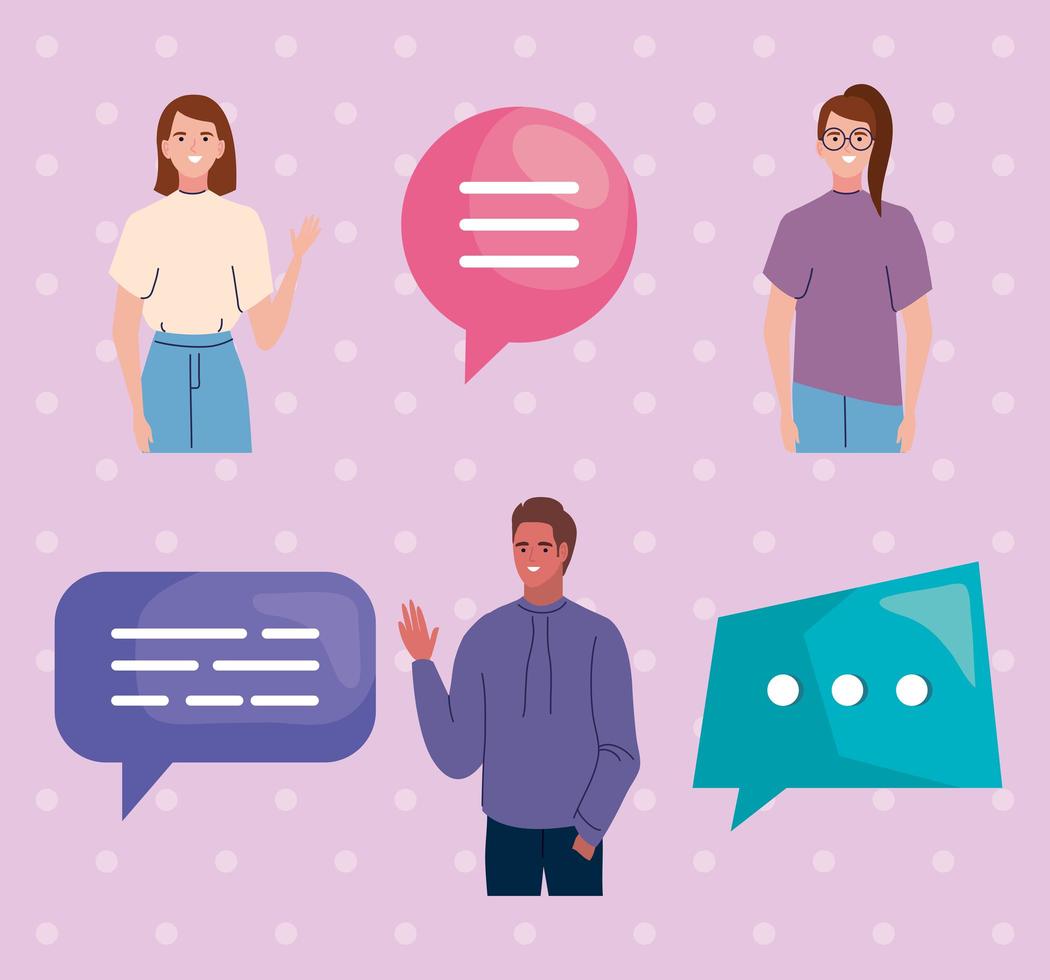 icons people and speech bubble vector