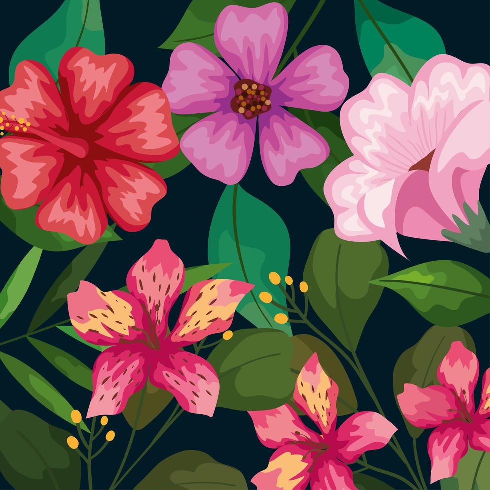 flowers and leaves background vector