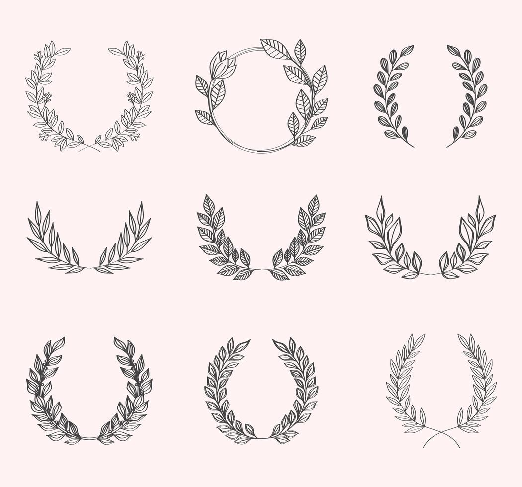 set of laurel wreaths vector