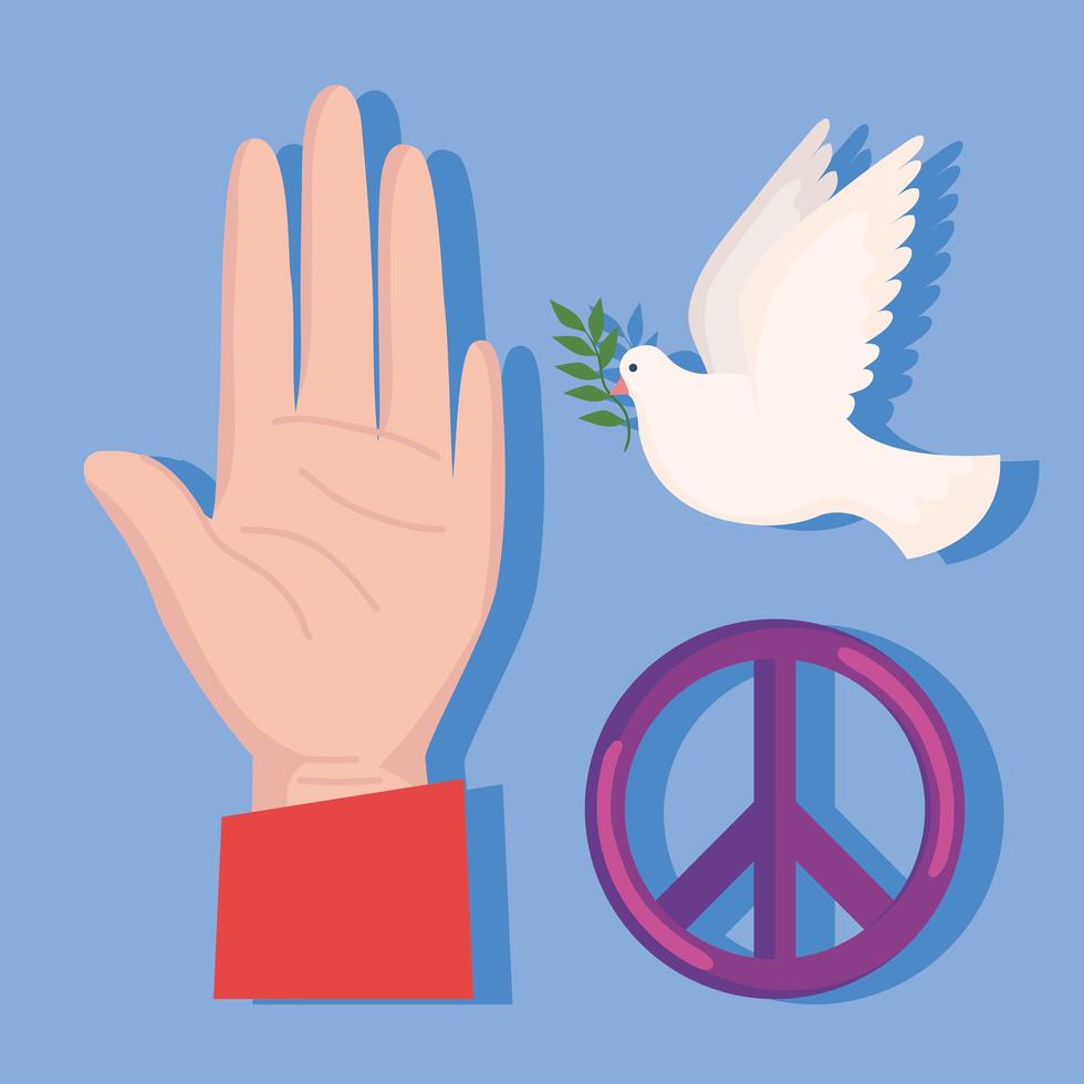 tres iconos de paz vector