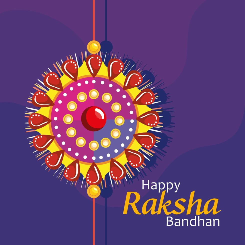 Happy raksha bandhan card with wristband vector