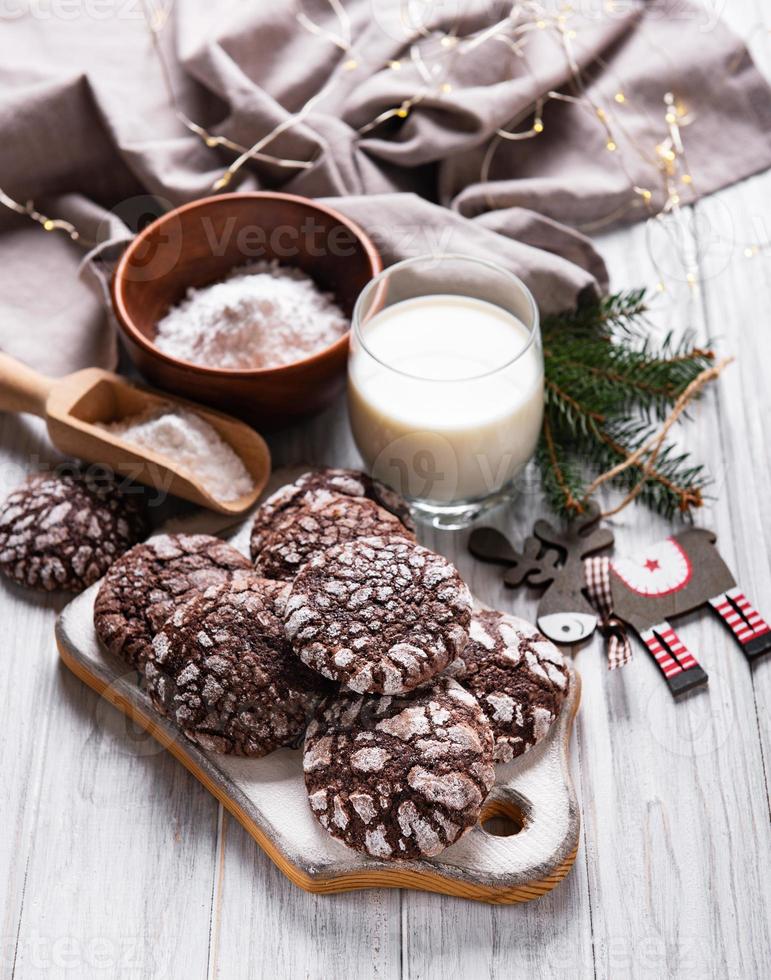 Christmas crackled chocolate cookies photo