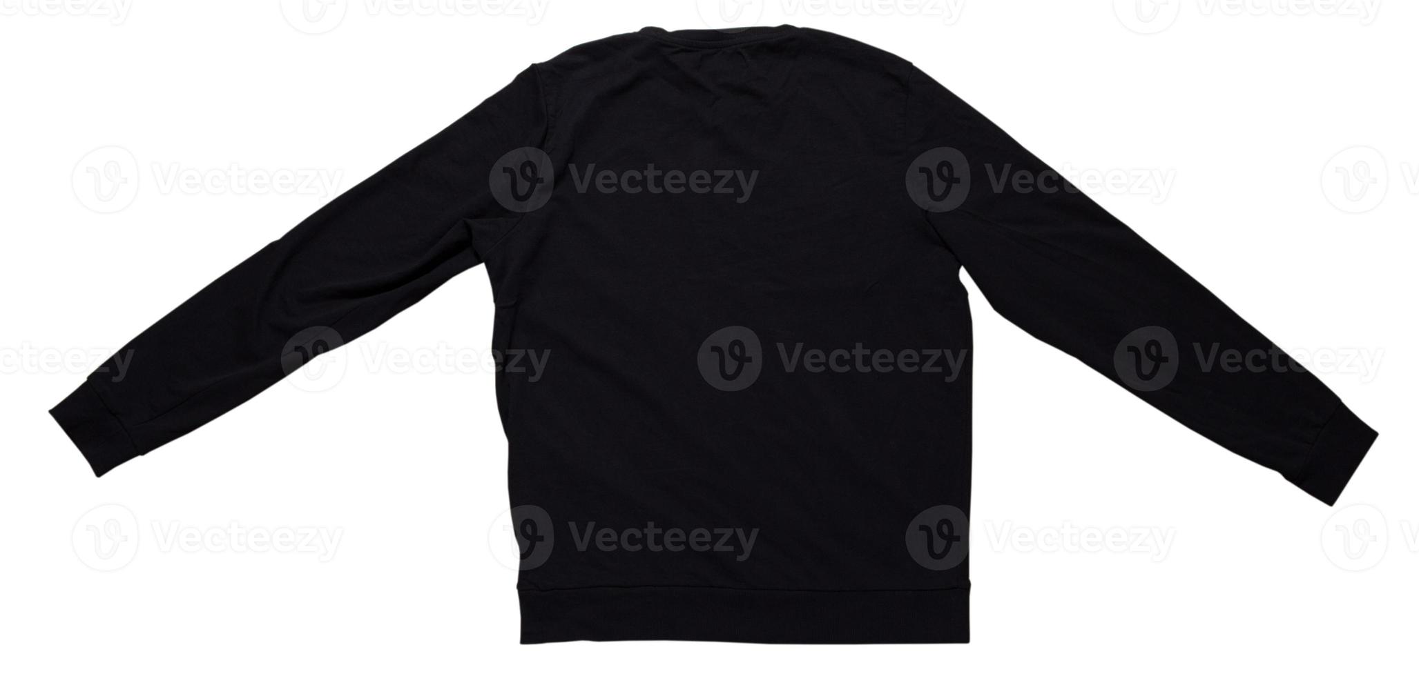 Black sweatshirt mock up isolated on white background. Black sweatshirt design template over white photo