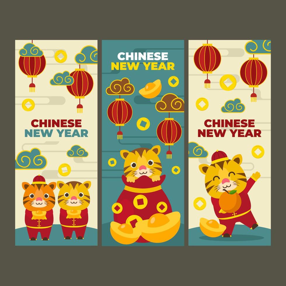 conjunto de banners de año nuevo chino vector