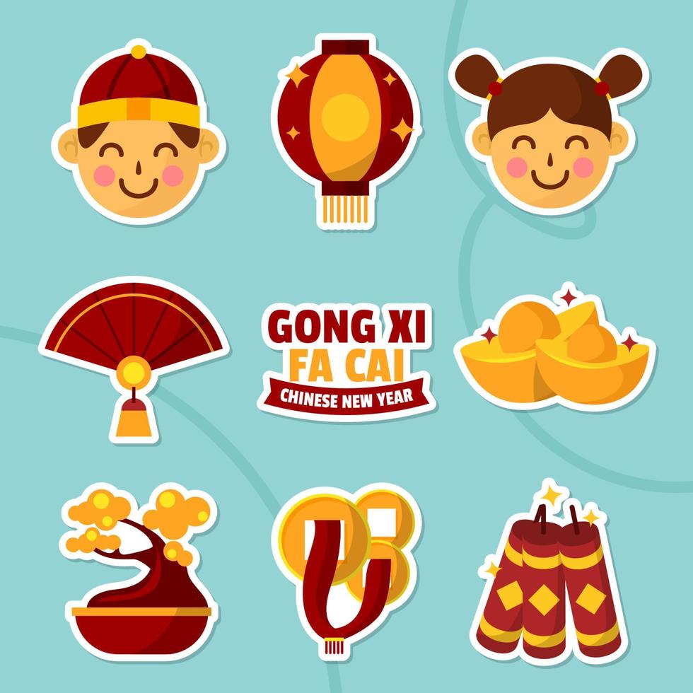 Gong Xi Fa Cai Sticker Collection vector