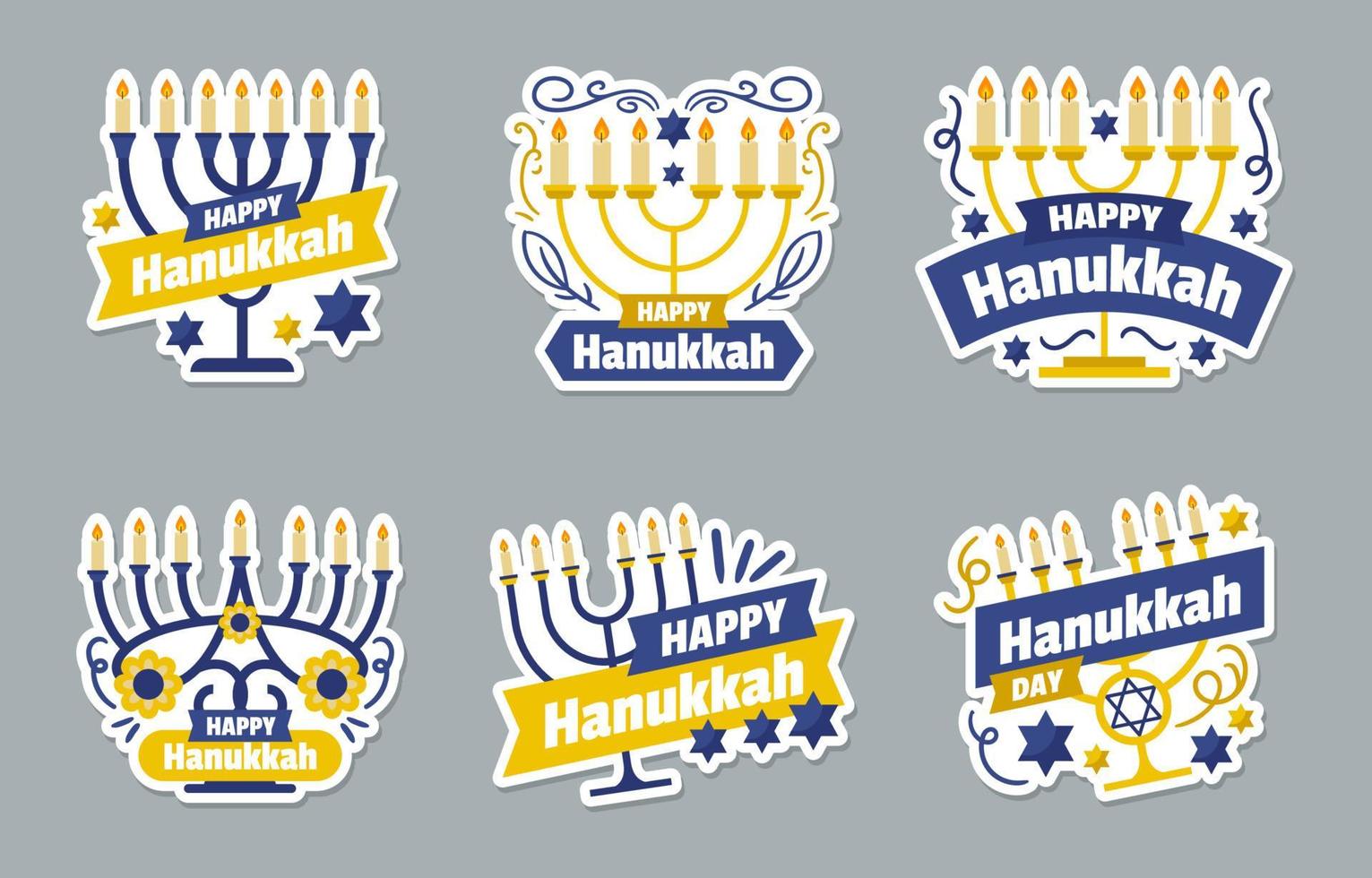 colección de pegatinas de hanukkah vector