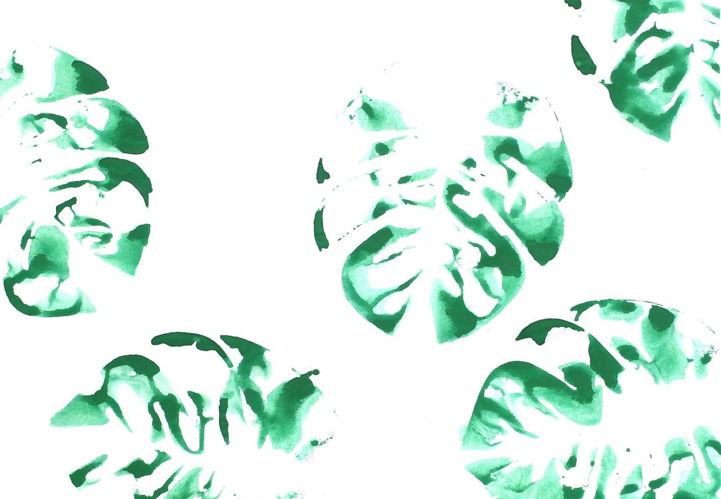 Palm leaves made by watercolor By coloring the water on the palm leaves Then put on the paper photo