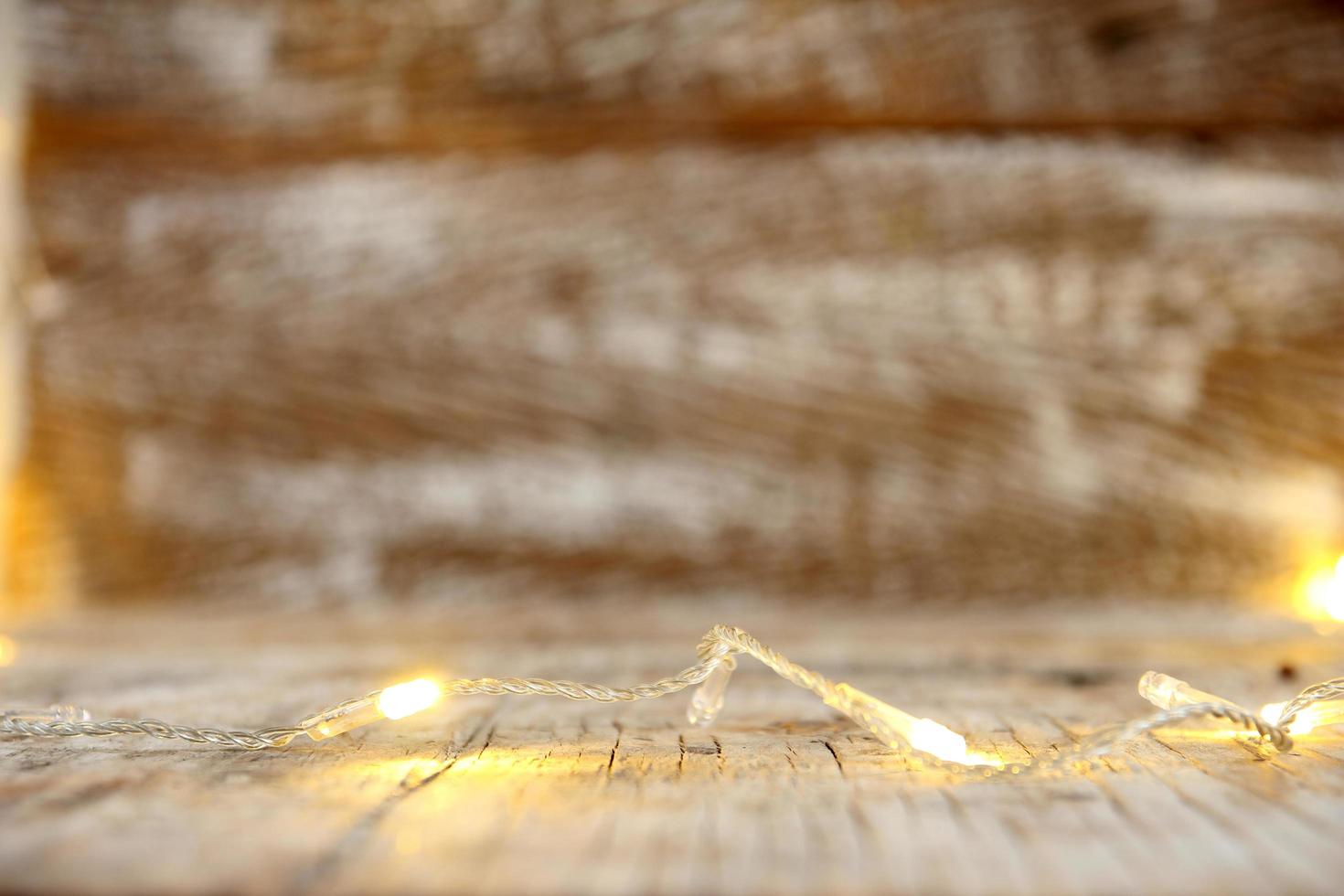 wood table and blur abstract bokeh light background photo