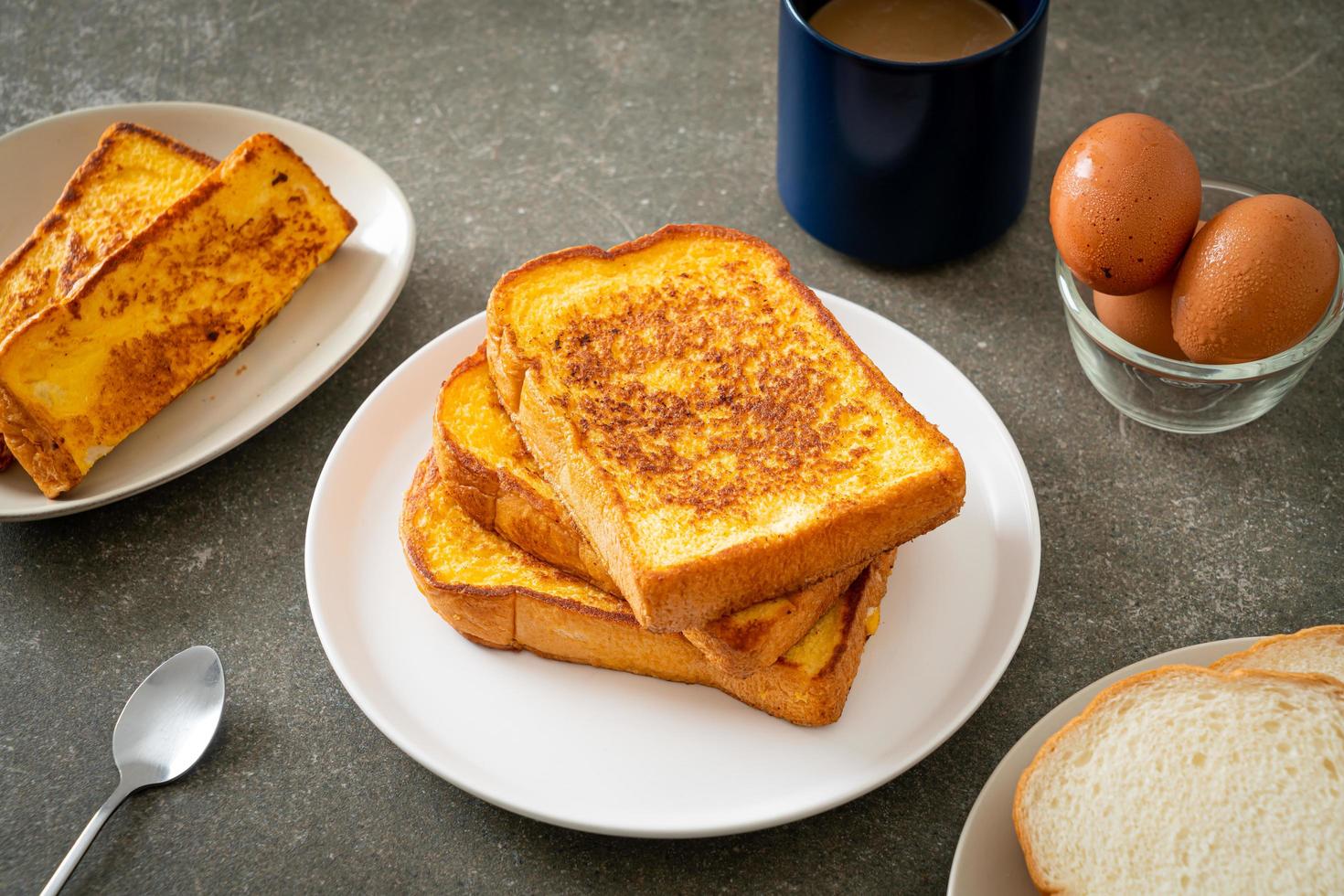 french toast on white plate photo