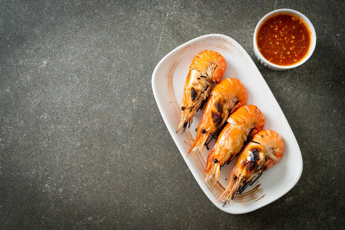 grilled river prawns or shrimps photo