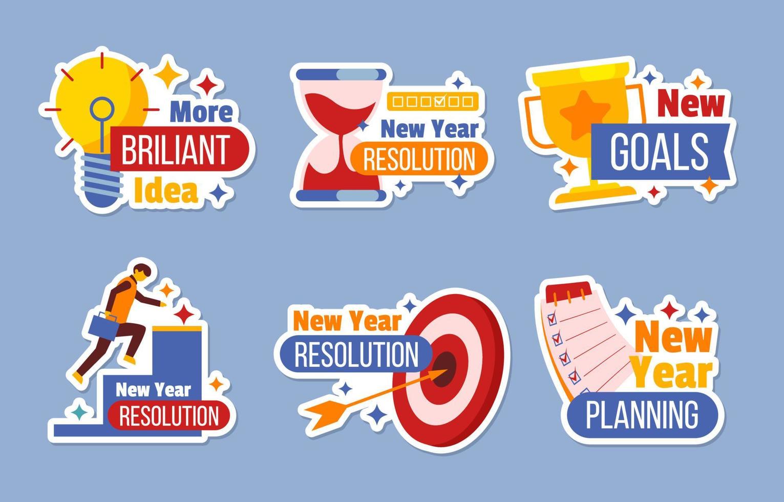 New Year Resolution Sticker Set vector
