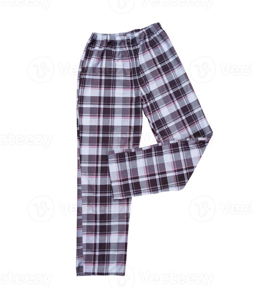 Pantalones de pijama a cuadros aislados - ropa de dormir de cerca foto