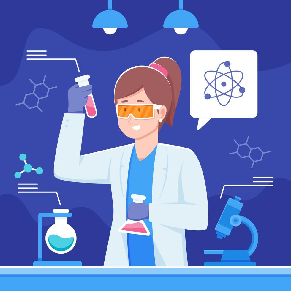 Female Scientist Doing Experiment vector