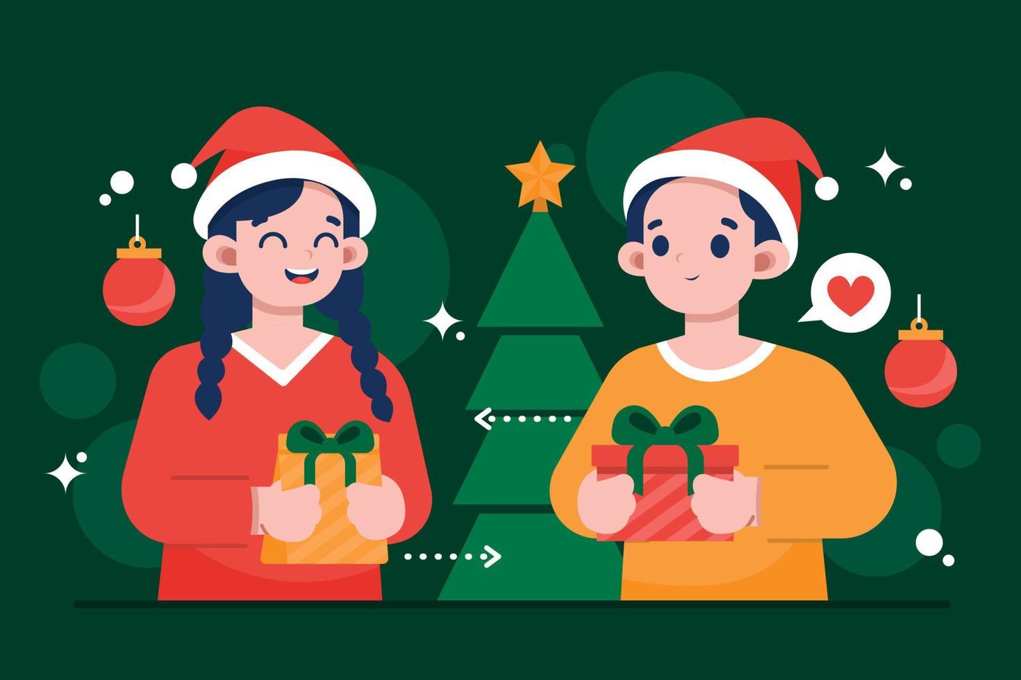 Happy People Exchange The Gift Concept vector