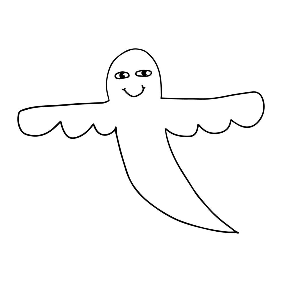 Cartoon doodle linear ghost isolated on white background. vector