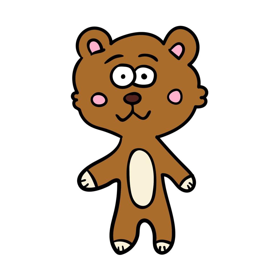 lindo oso de peluche doodle aislado sobre fondo blanco. vector