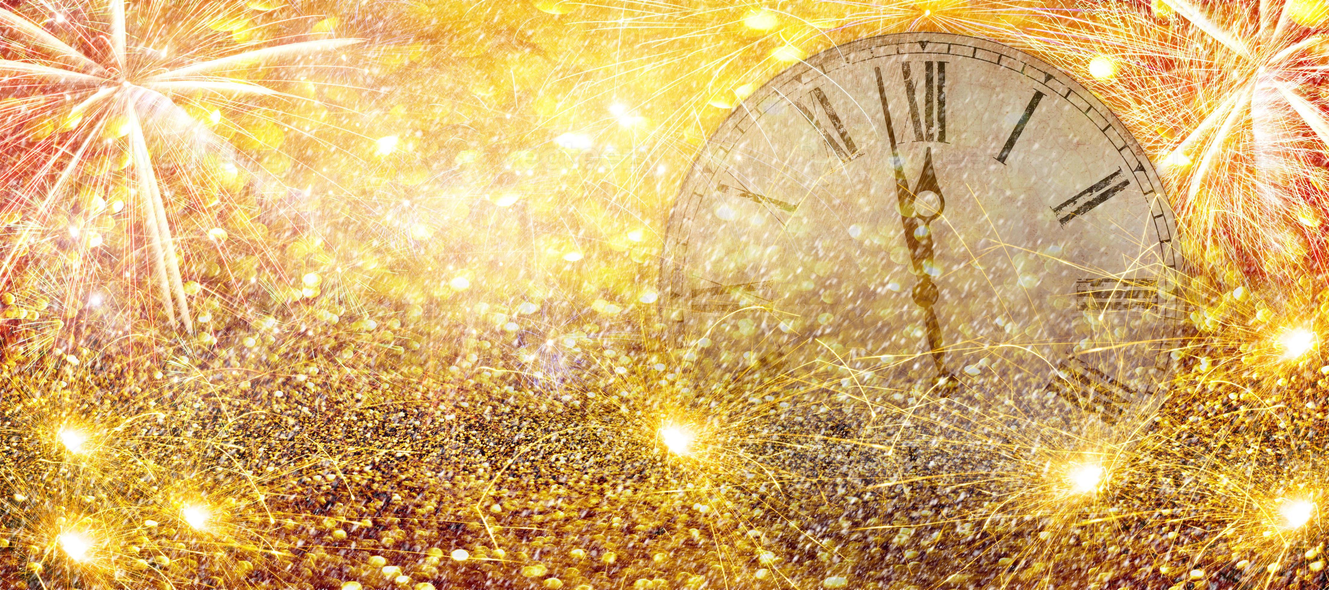 Fireworks New Year Clock.Countdown New Year's clock.Clock that marks a
