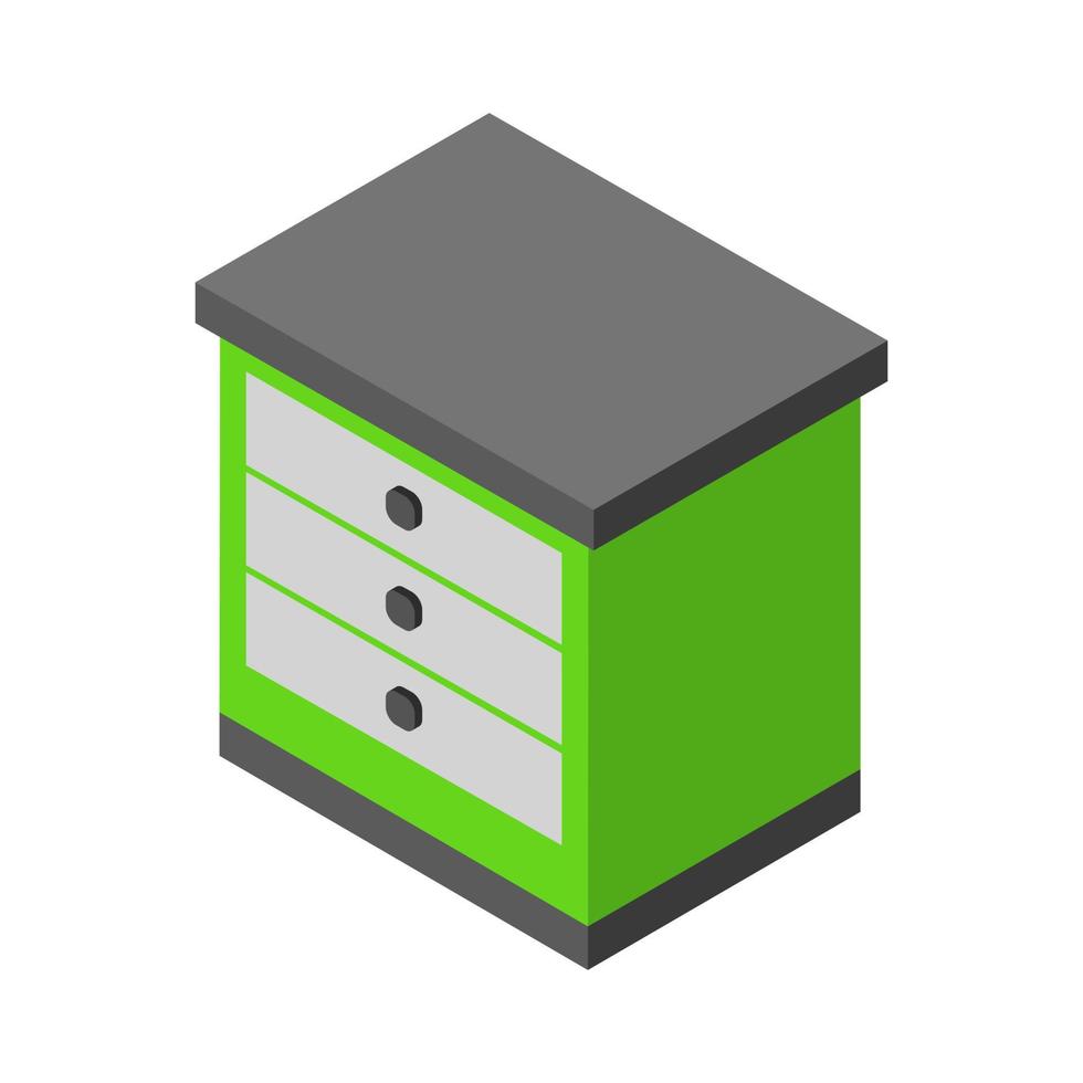 Isometric bedside table on a white background vector