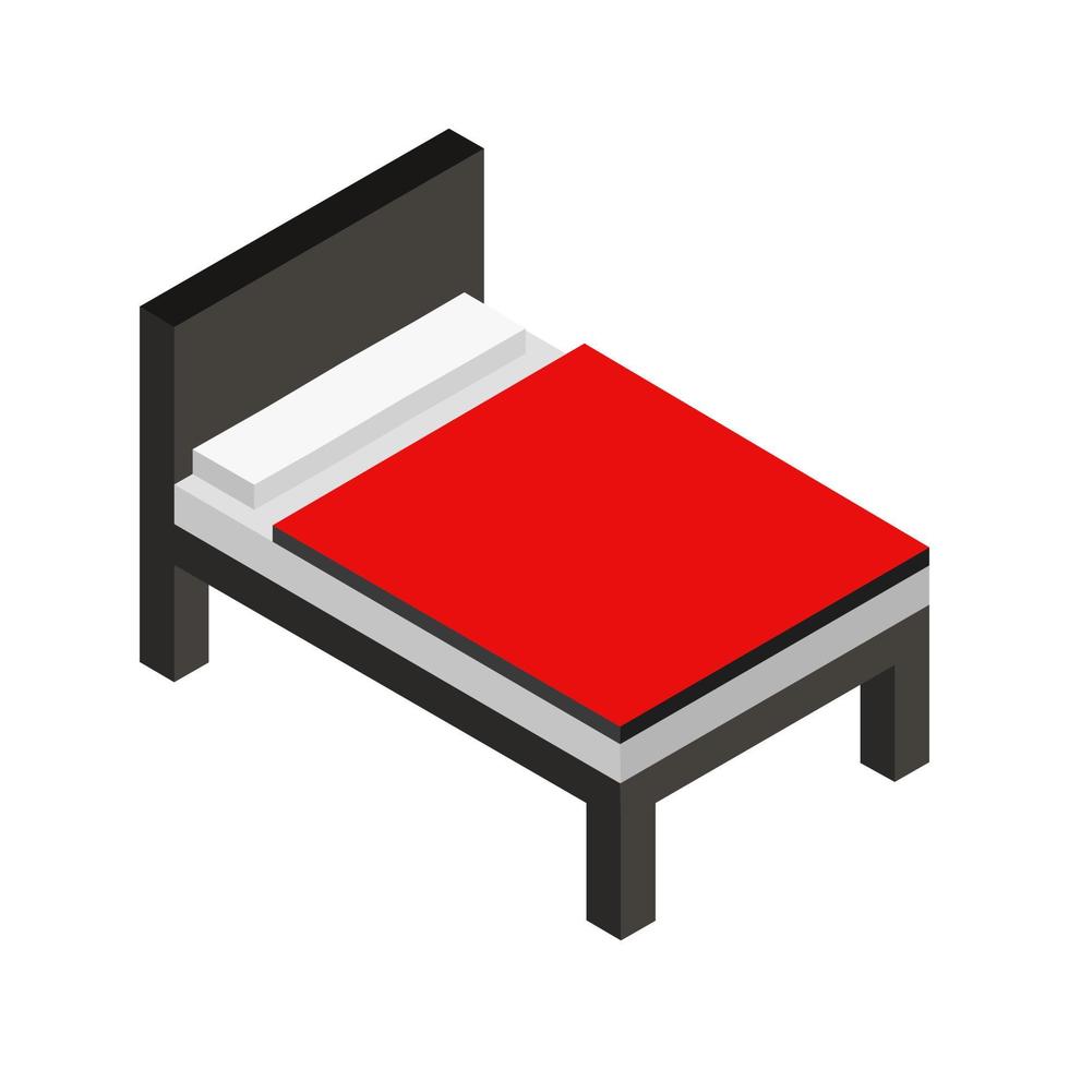 cama isométrica sobre un fondo blanco vector