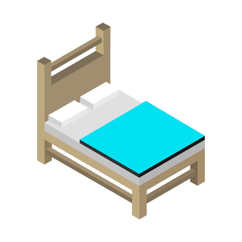 cama isométrica sobre un fondo blanco vector