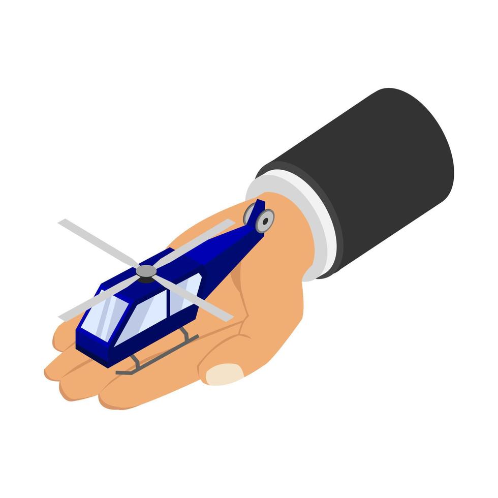 Helicopter in hand isometric vector