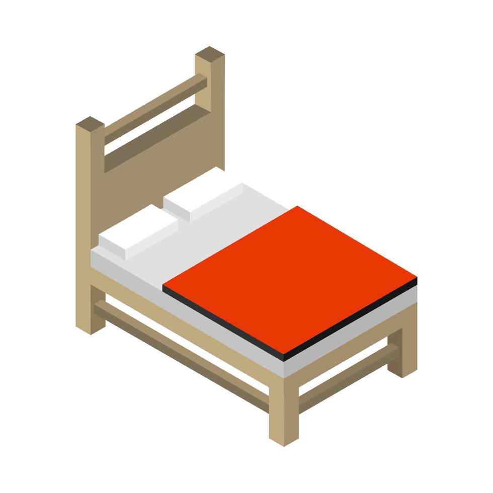 cama isométrica sobre un fondo blanco vector