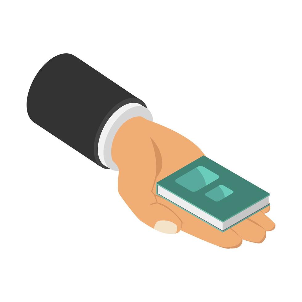 Book in hand isometric vector