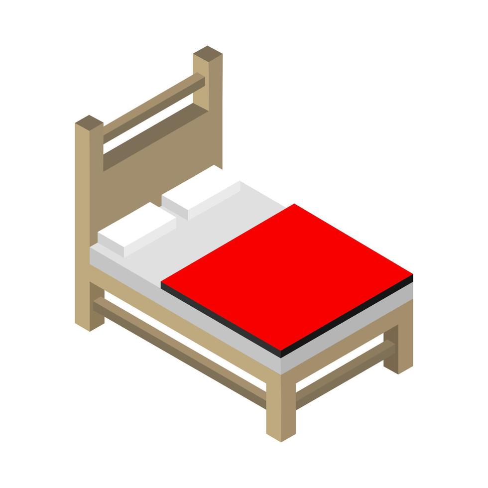 cama isométrica sobre un fondo blanco vector