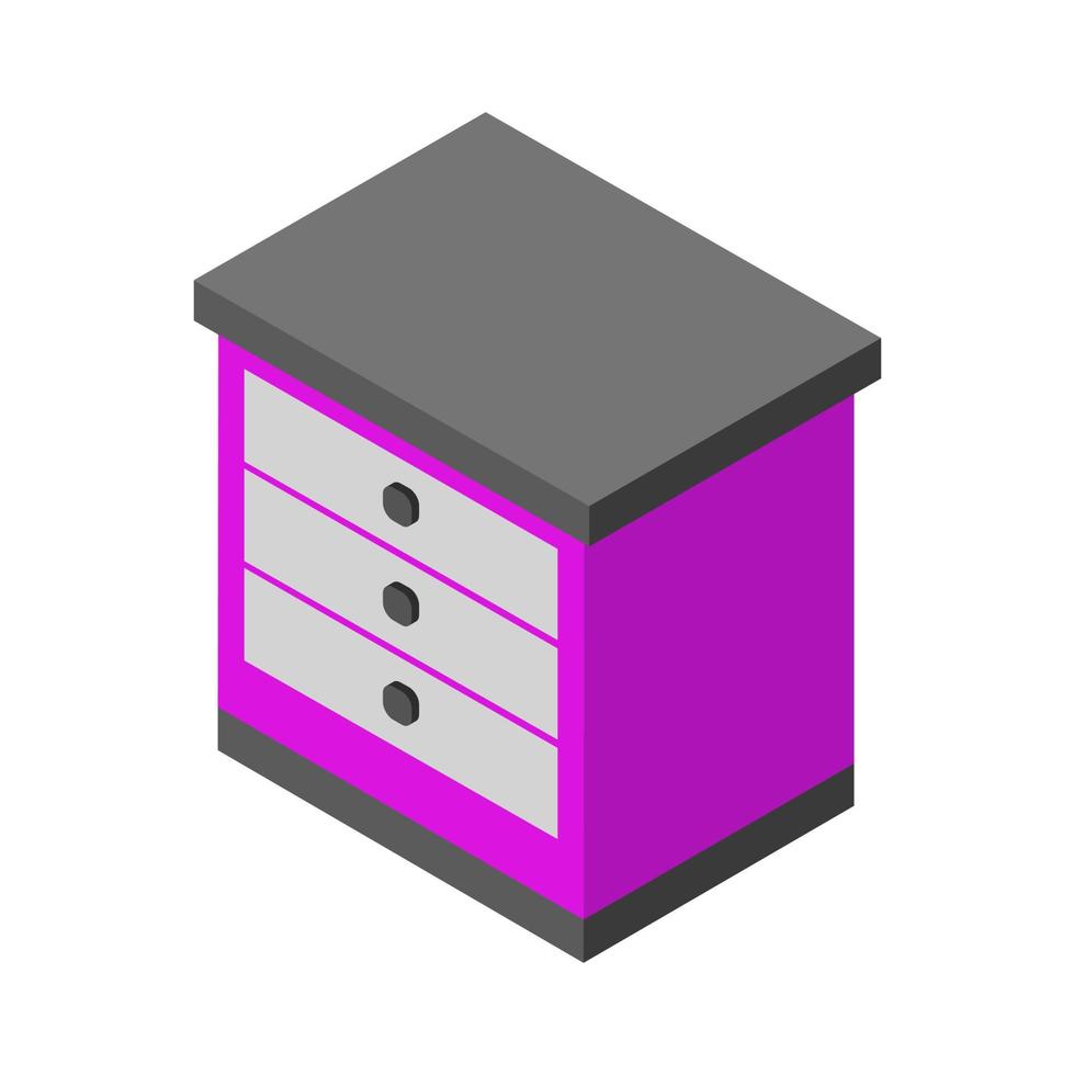 Isometric bedside table on a white background vector