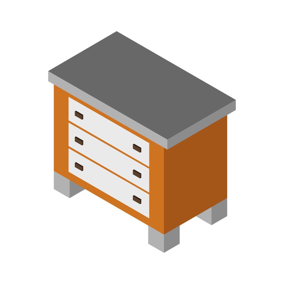 Isometric bedside table on a white background vector