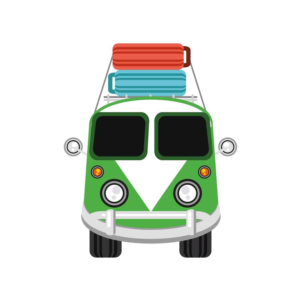 retro van with suitcases vector