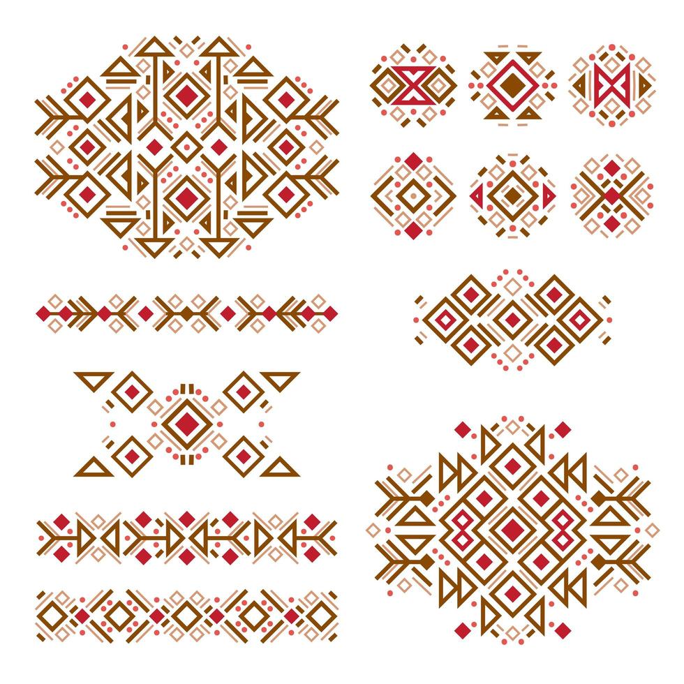 conjunto de patrones de moda mexicana, azteca, nativos americanos. elementos navajo vector
