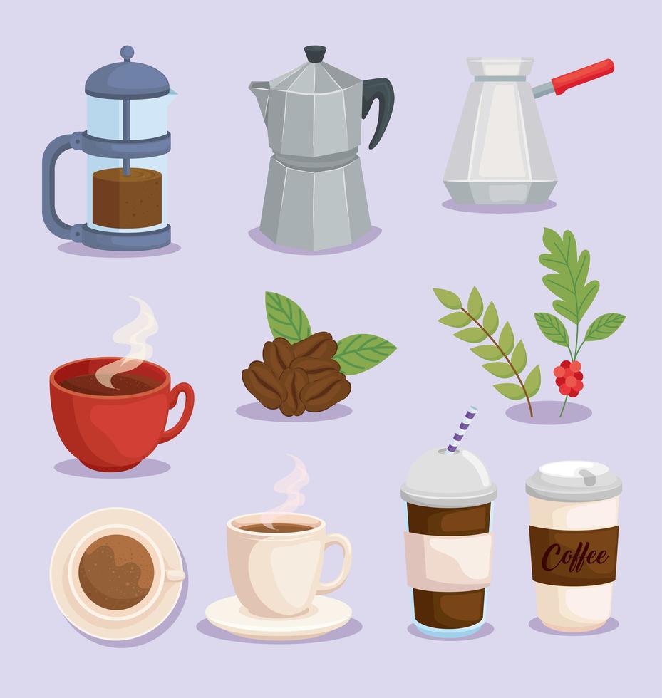 conjunto de símbolos de café vector
