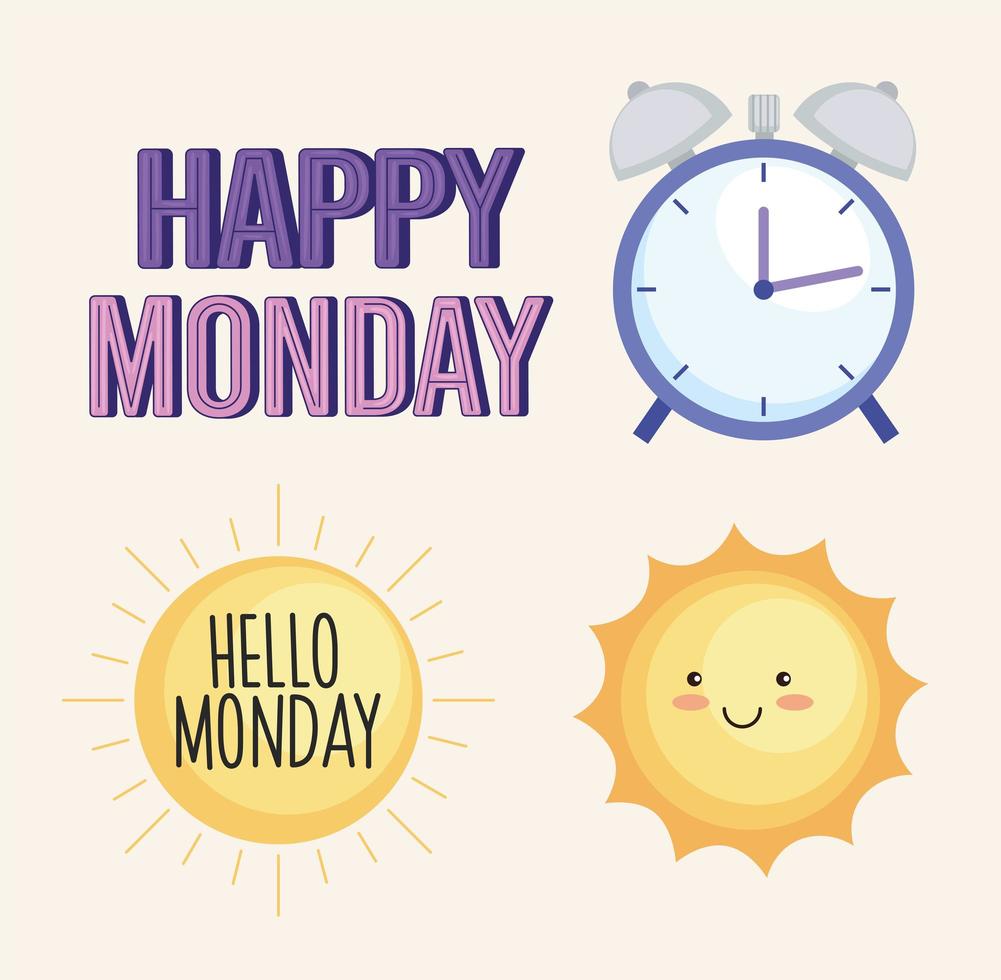 feliz lunes, iconos vector