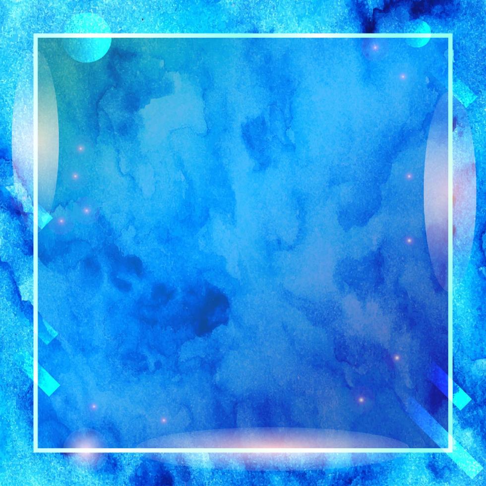 Blue Watercolor with Glowing Frame Background vector