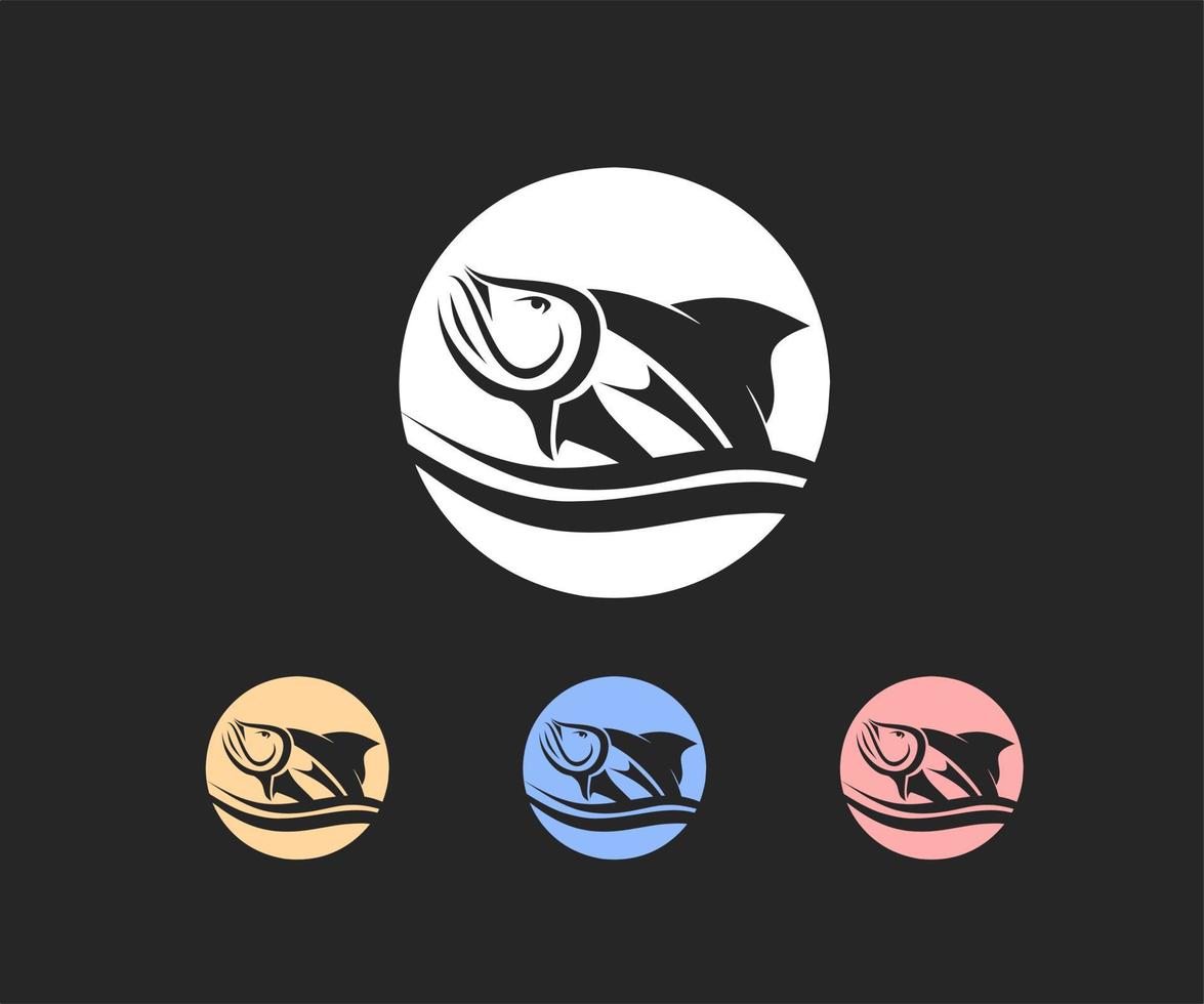 vector de diseño de logotipo de peces marinos, icono de mariscos o etiqueta