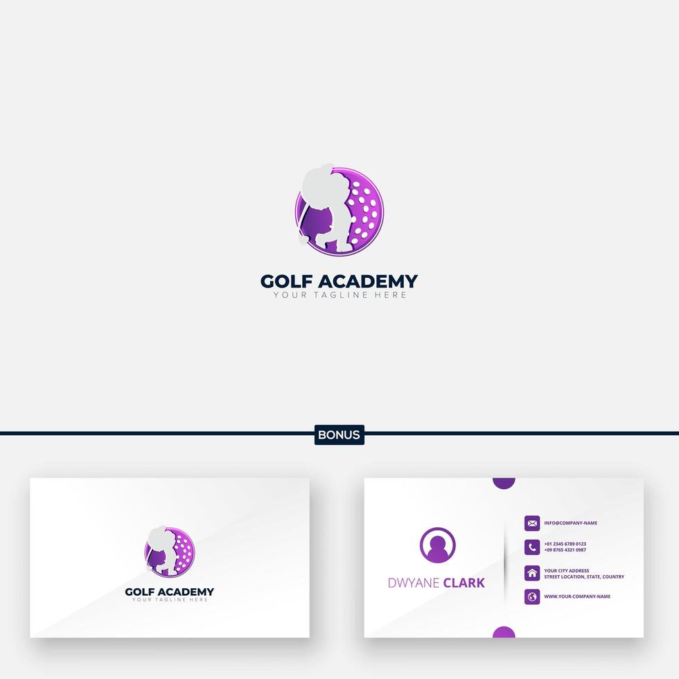 golf academics and school logo design with business card vector