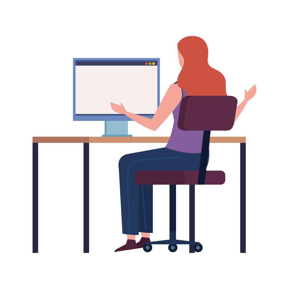 Woman with computer vector