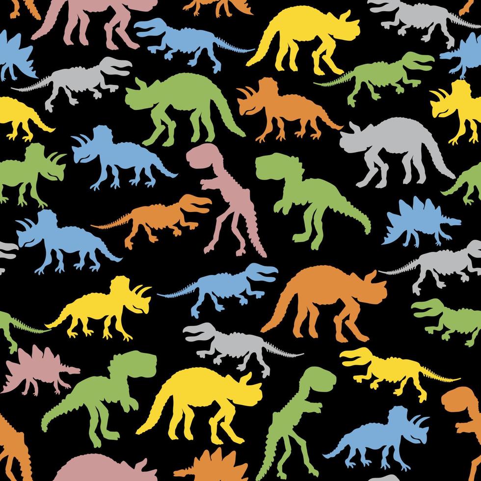 esqueleto de dinosaurio colores brillantes. patrón transparente de vector. diseño para textil, ropa. vector