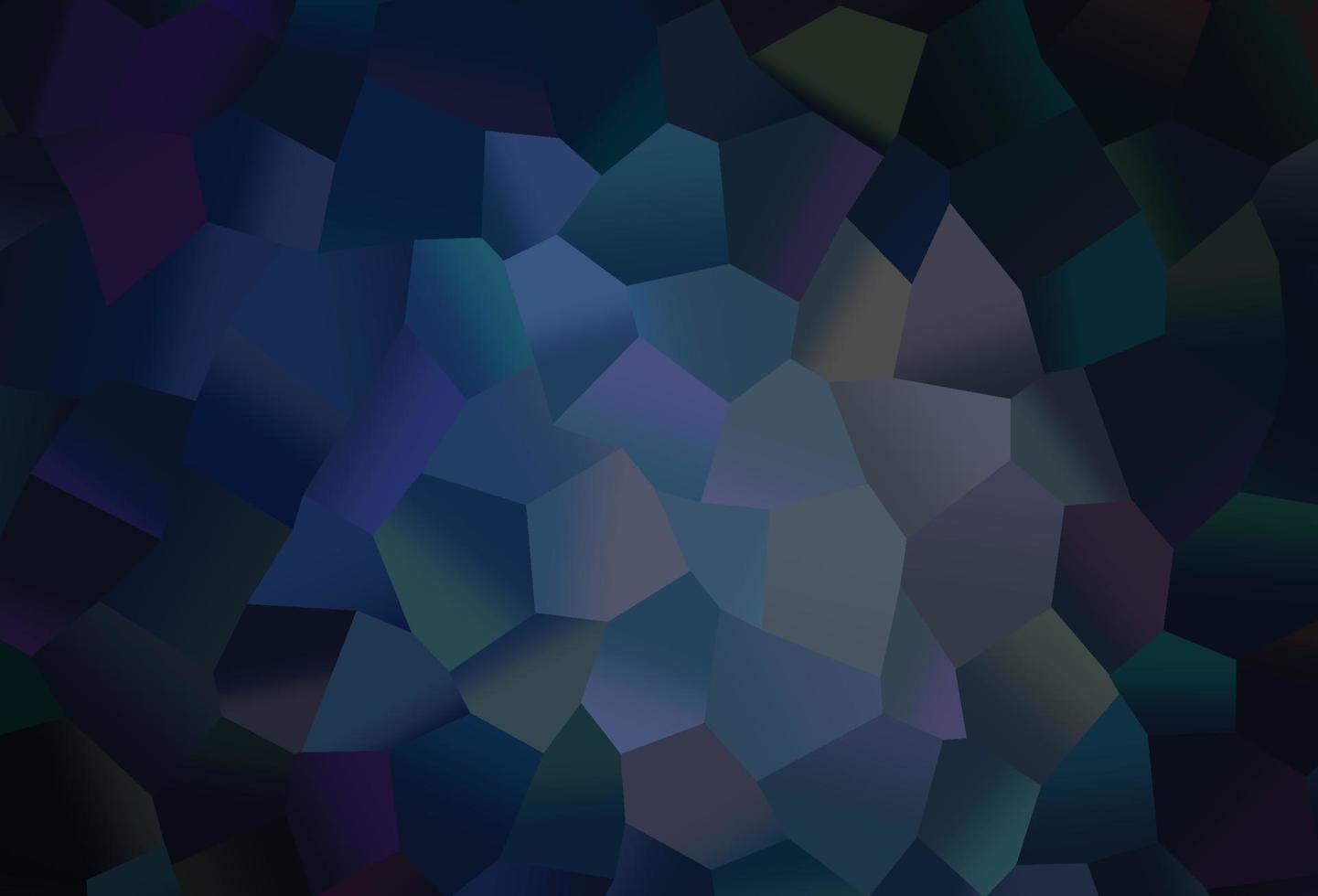 textura de vector azul oscuro con hexágonos de colores.