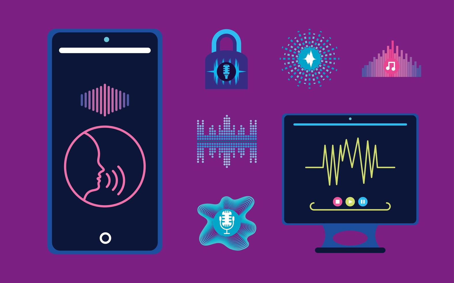 voice recognition app vector