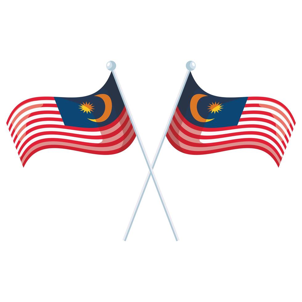 banderas de malasia en postes vector