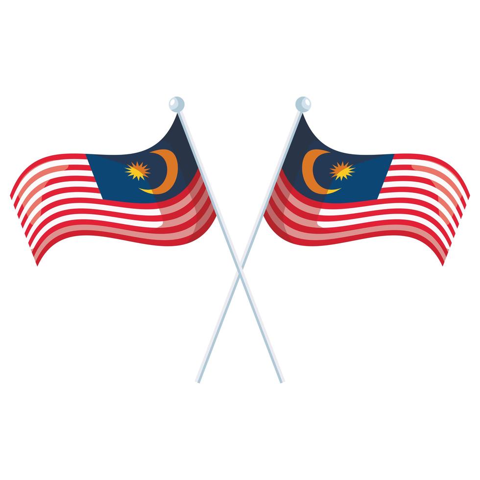 malaysia flags in poles vector