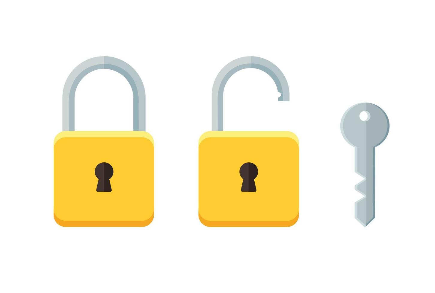 open and closed padlock vector