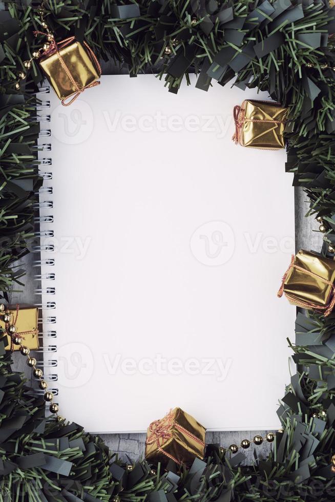Christmas and New Year background with Christmas decorations, Media banner, Mockup, Flat design, Top view photo