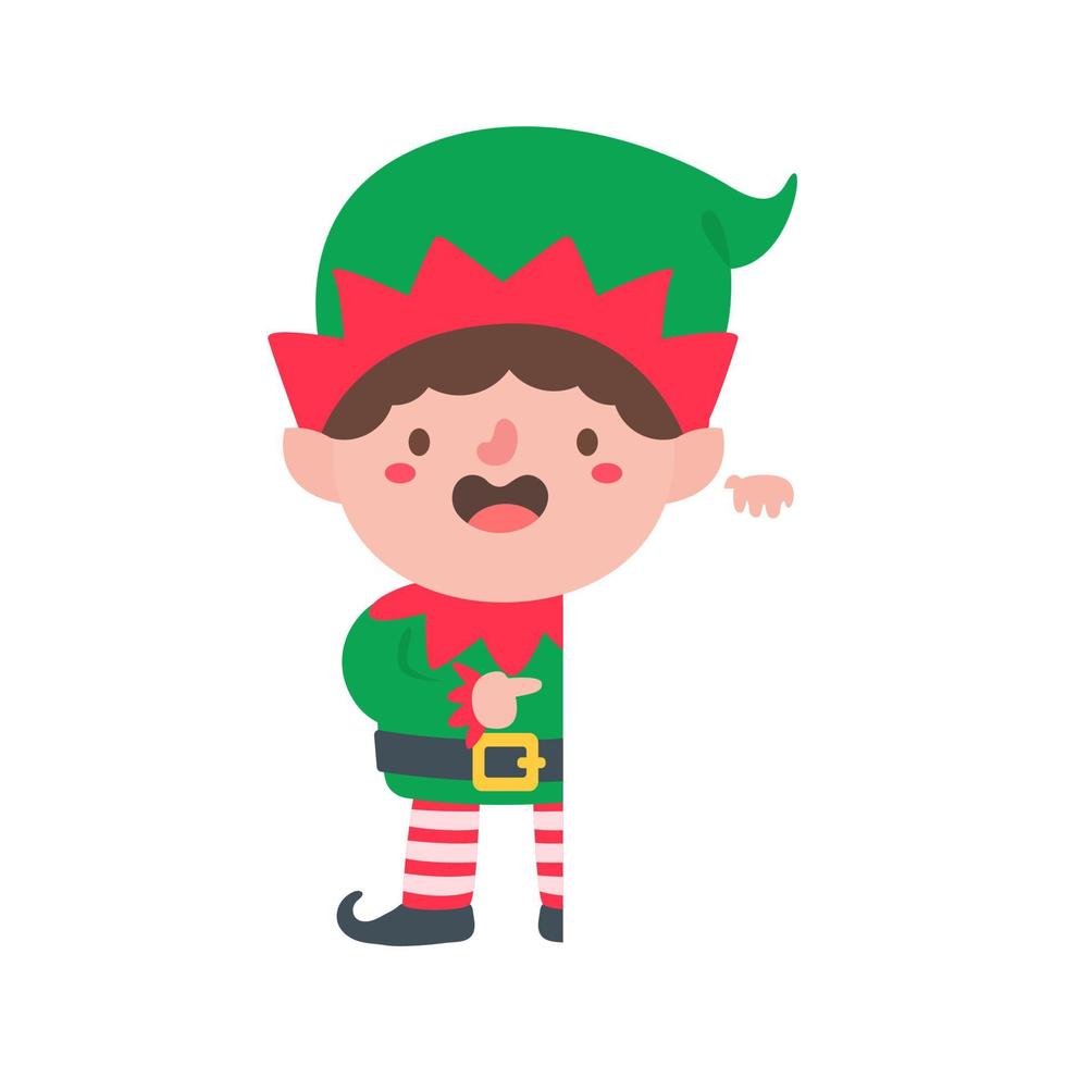 Personaje elfo para decorar tarjetas de felicitación navideñas. vector