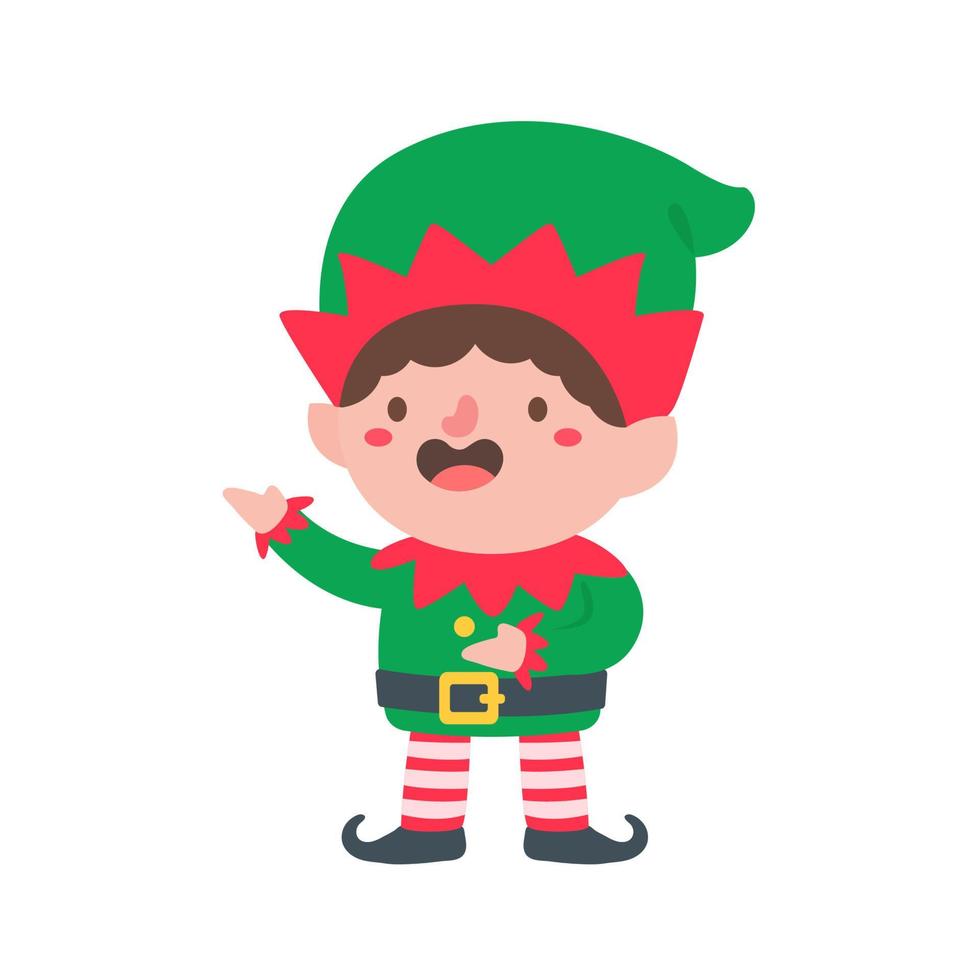 Personaje elfo para decorar tarjetas de felicitación navideñas. vector