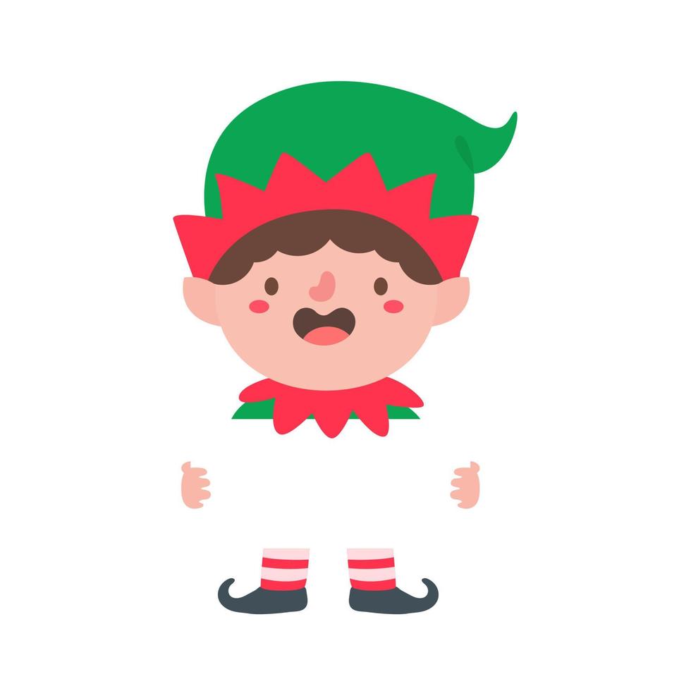 Personaje elfo para decorar tarjetas de felicitación navideñas. vector